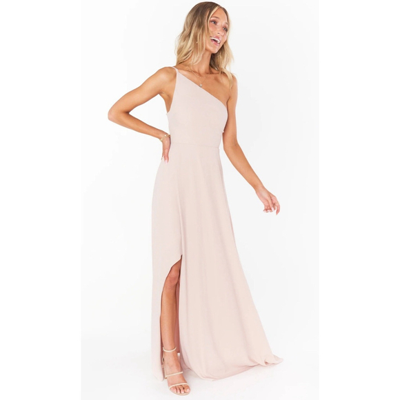 Show Me Your Dresses & Skirts - New Show Me Your Mumu Shannon One Shoulder Dress Dusty Blush Crisp Women's Large